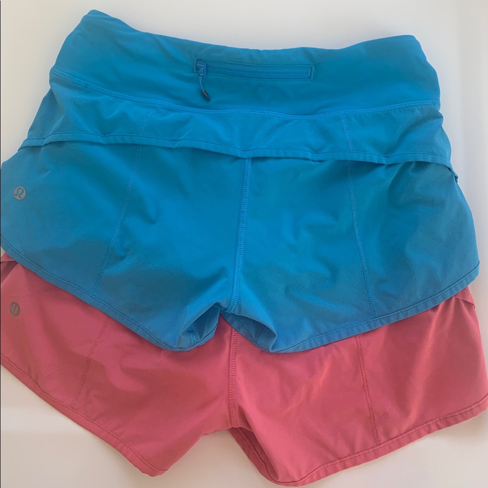 Two pairs lululemon speed short size 4
